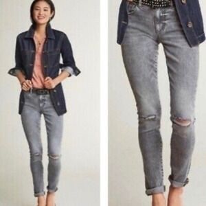 CAbi Jeans Women's Size 4 High Skinny Gray Vapor Wash Distressed Jeans #3939